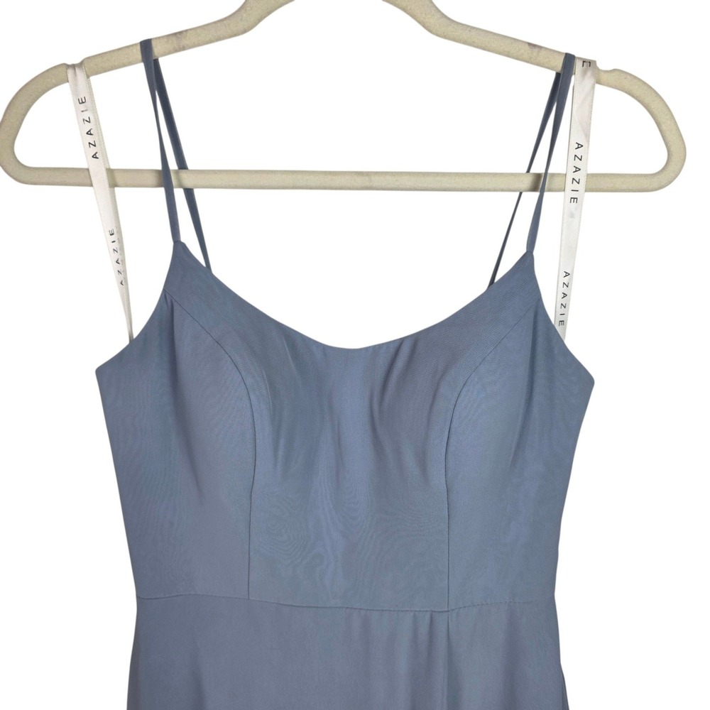 Azazie Gown Women Size C Dusty Blue Good Spaghetti Strap Sweetheart A-Line Maxi